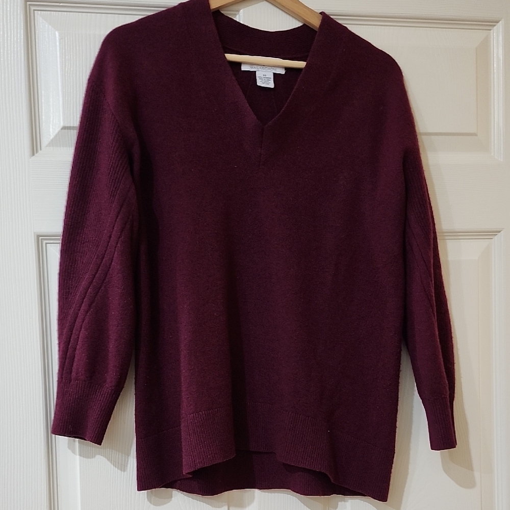 Magaschoni Deep Wine V-Neck Sweater